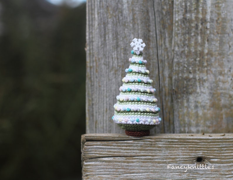 Crocheted Christmas Tree Miniature Home Decor, Winter Holiday Gift, Christmas Ornament image 4