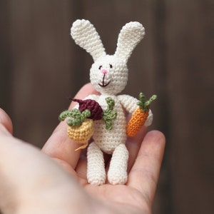 Grey Bunny with Carrot Heart, Crochet Rabbit, Crochet Amigurumi Doll. 画像 7