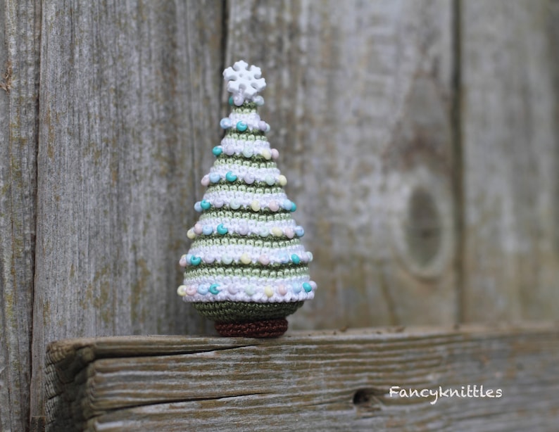 Crocheted Christmas Tree Miniature Home Decor, Winter Holiday Gift, Christmas Ornament image 2