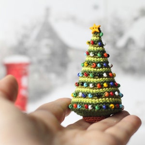 Crocheted Christmas Tree Miniature Home Decor, Winter Holiday Gift for Friend, Relatives,  Christmas Ornament, Stocking Stuffer