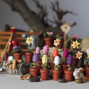 Miniature Crochet Hyacinth in a Pot. Fairy Garden Flower. Easter Flower, Mother&#39;s Day gift. Choose ONE flower.