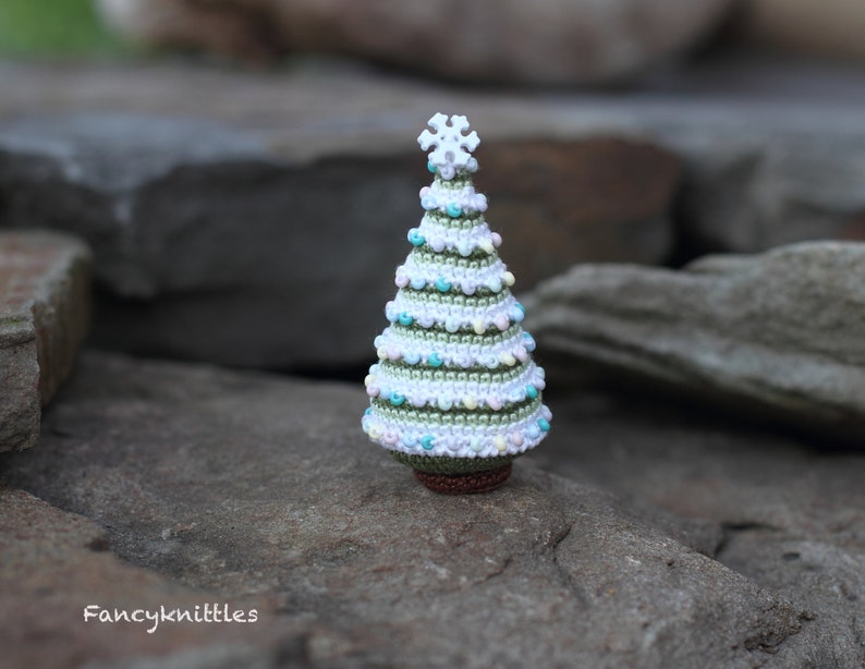 Crocheted Christmas Tree Miniature Home Decor, Winter Holiday Gift, Christmas Ornament image 6