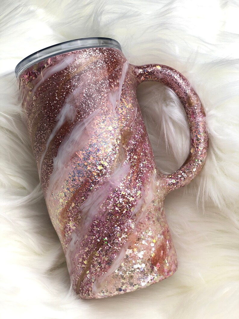 Pink Glitter Coffee Mug Rose Gold Coffee Mug Glitter Etsy