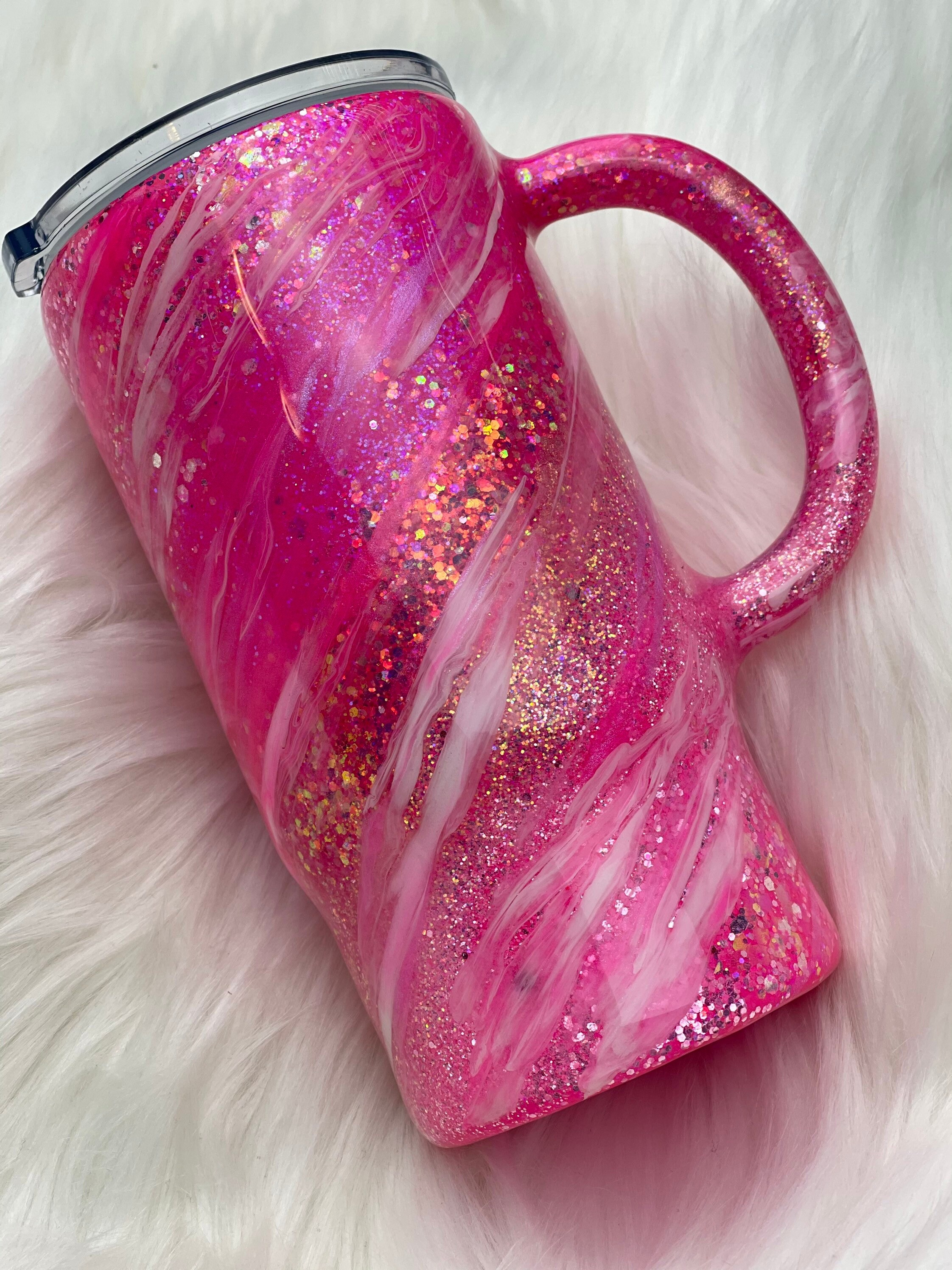Pink Glitter Coffee Mug Glitter Tumbler Glitter Dipped Etsy