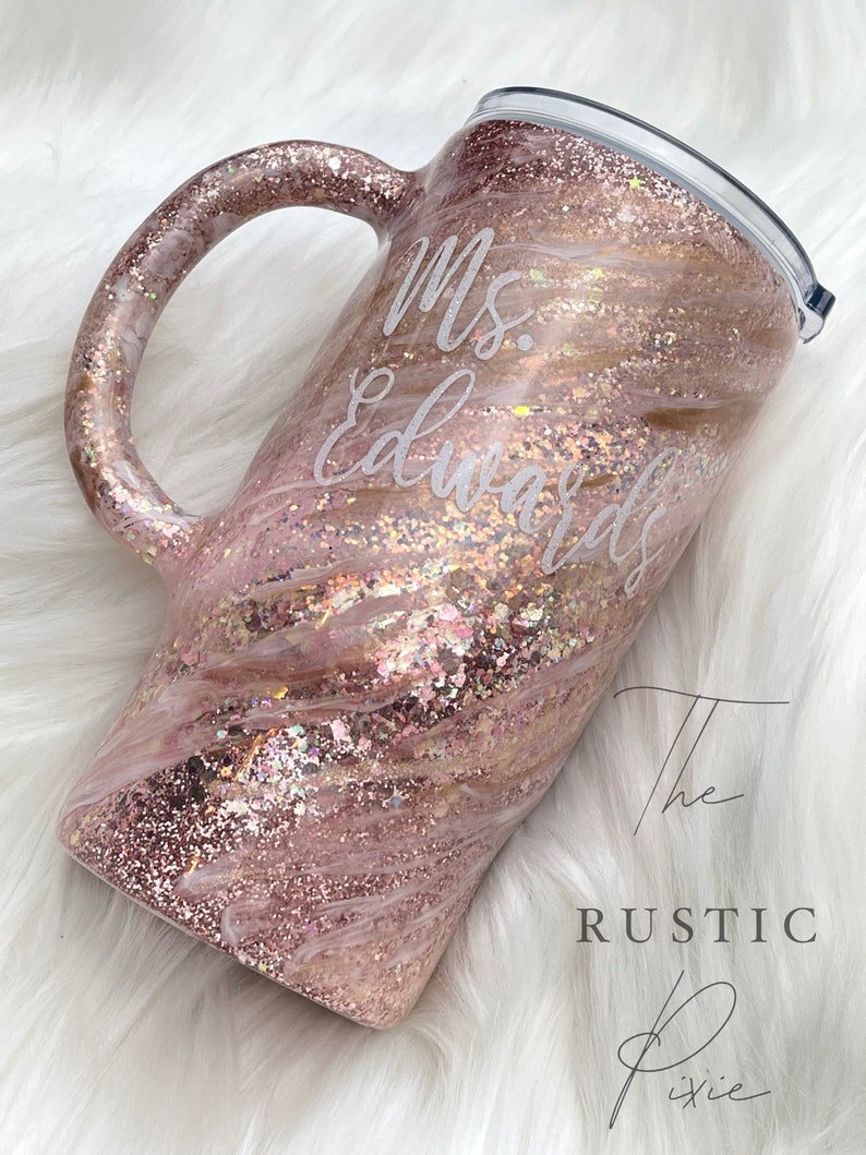 Pink Glitter Coffee Mug Rose Gold Coffee Mug Glitter Etsy