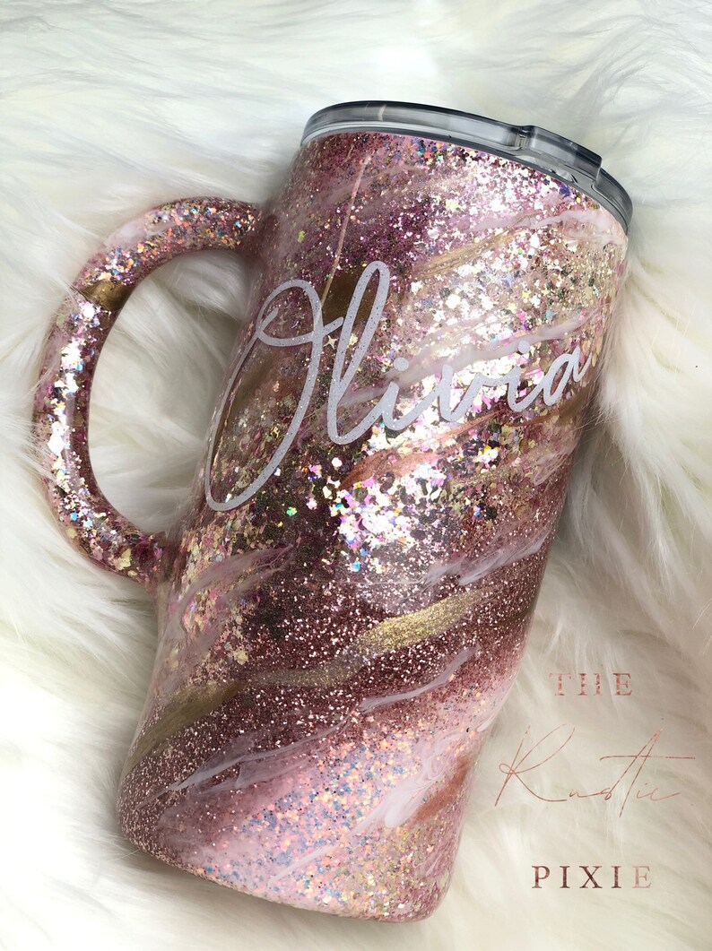 Pink Glitter Coffee Mug Rose Gold Coffee Mug Glitter Etsy