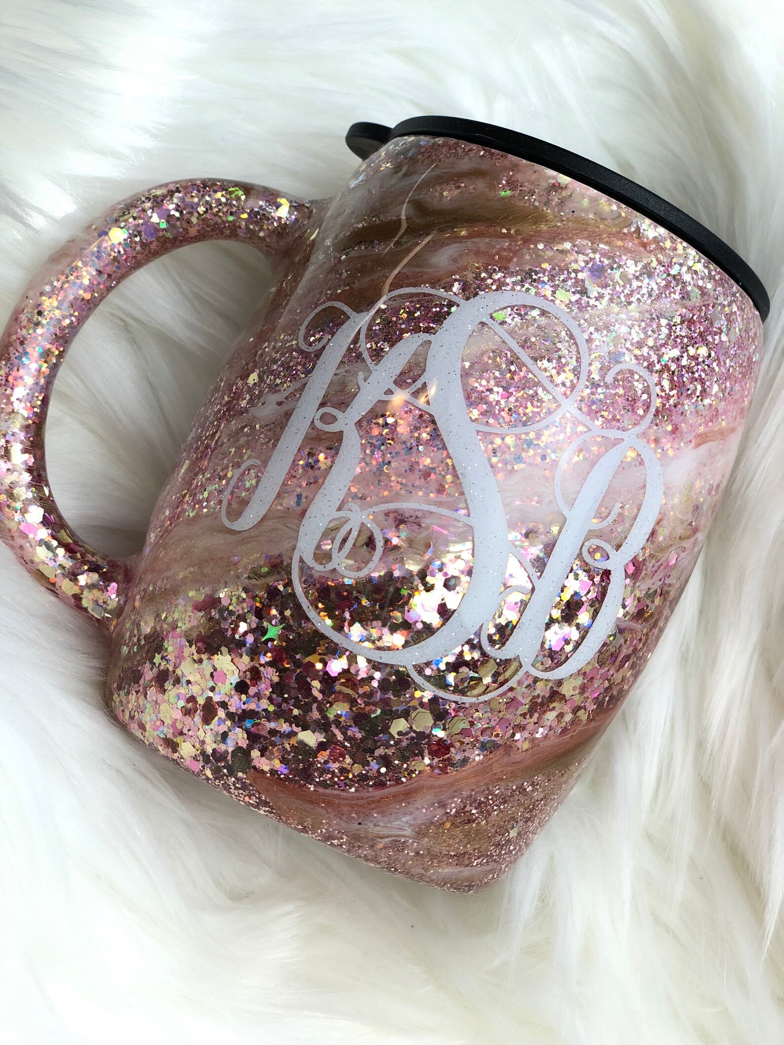 Pink Glitter Coffee Mug Rose Gold Coffee Mug Glitter Etsy