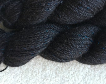 black alpaca yarn with blue lapis glitz-Tomorrow's Promise & Tropical Delight
