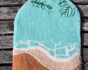 Beach scene wall rug