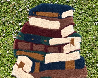 Book Stack Rug Door Mat Art Decor