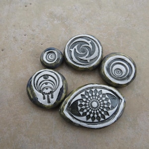 Sacred Geometry Essential Oil Diffuser Stones Set, Home Aromatherapy Decor, Kiln-Fired Ceramic