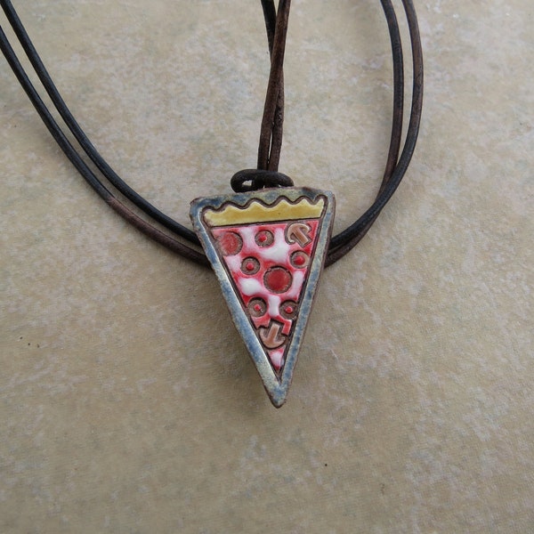 Pizza Slice Essential Oil Diffuser Necklace, Aromatherapy Jewelry, Kiln-Fired Ceramic