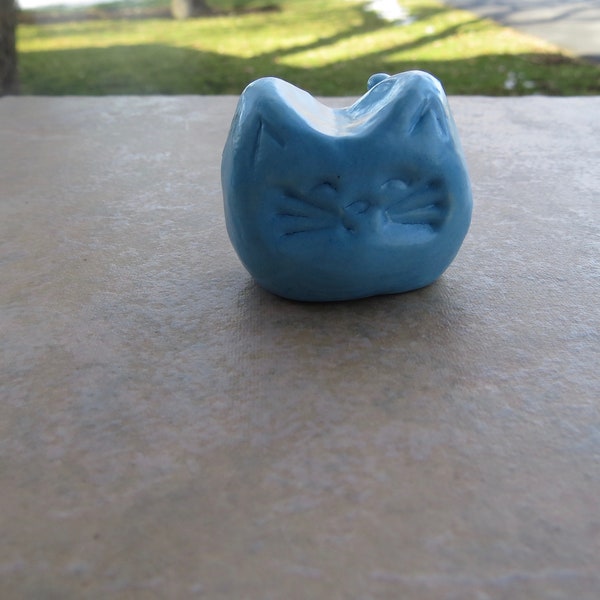 My Rock Friend Blue Cat Essential Oil Diffuser, Aromatherapy Miniature Kitty Sculpture, Kiln-Fired Ceramic