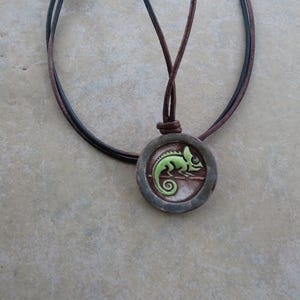 Ceramic Chameleon Diffuser Necklace: Essential Oil Aromatherapy Pendant