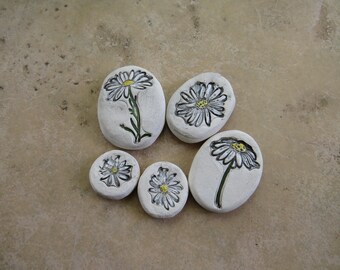 Daisies Essential Oil Diffuser Stone Set, Aromatherapy Flowers Home Art Decor , Kiln-Fired Ceramic