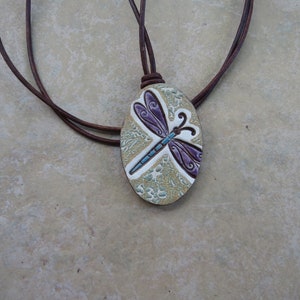 Pretty Dragonfly Essential Oil Diffuser Necklace, Aromatherapy Jewelry, Kiln-Fired Ceramic