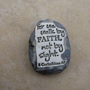 Faith Essential Oil Diffuser Stone, Ceramic Aromatherapy Home Decor, 2 Corinthians 5:7