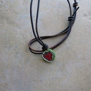 Strawberry Essential Oil Diffuser Pendant: Aromatherapy Necklace, Kiln-Fired Ceramic