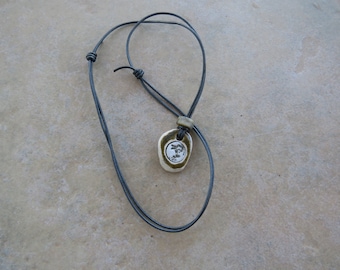 Ceramic Moon Diffuser Pendant: Essential Oil Necklace, Agate Bead