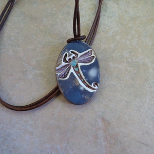 Handmade Dragonfly Pendant Necklace: Ceramic Aromatherapy Diffuser