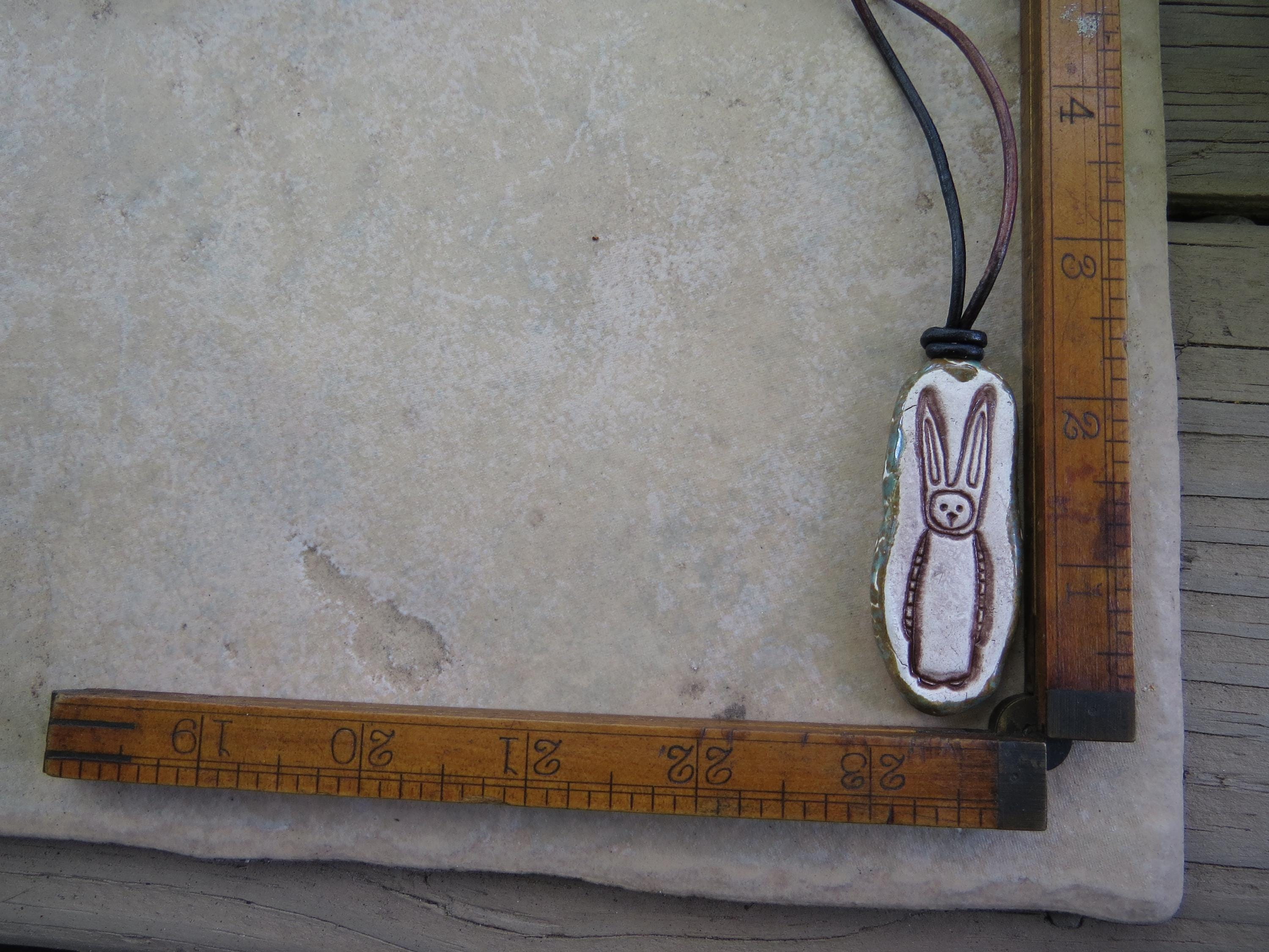 Bunny Essential Oil Diffuser Necklace: Sea Green Ceramic Rabbit ...