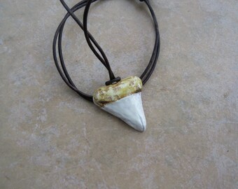 Ceramic Shark Tooth Essential Oil Diffuser Pendant, Aromatherapy Jewelry, Kiln-Fired Ceramic