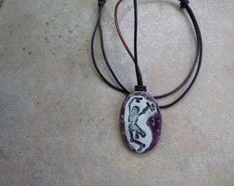 Dancing Skeleton Ceramic Diffuser Necklace: Aromatherapy Jewelry