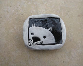 Peeking Cat Essential Oil Diffuser Stone, Kitty Aromatherapy Home Art Decor, Kiln-Fired Ceramic