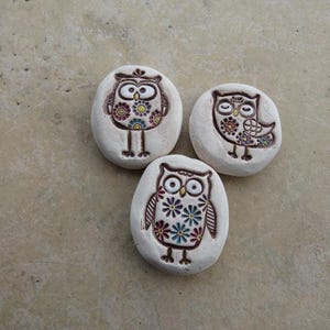 Handmade Owl Essential Oil Diffuser Stones, Kiln-Fired Ceramic Art