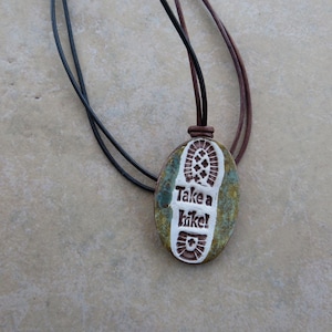 Take A Hike Essential Oil Diffuser Necklace, Aromatherapy Jewelry, Kiln-Fired Ceramic
