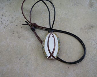 Jesus Fish Essential Oil Diffuser Pendant, Ichthys Religious Symbol Aromatherapy Jewelry, Kiln-Fired Ceramic