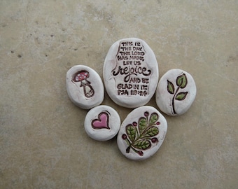 Biblical Ceramic Essential Oil Diffuser Stones Set, Christian Desk Decor, Kiln-Fired Ceramic