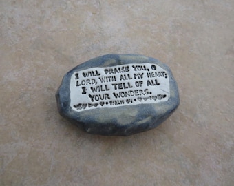Psalm 9:1 Essential Oil Diffuser Stone, Aromatherapy Home Decor, Kiln-Fired Ceramic