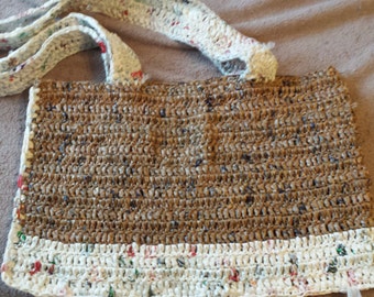Bolsa de ganchillo de plástico reciclado (grande con asas largas!)
