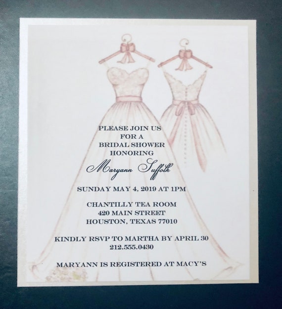 Ball Gown Wedding Dress Bridal Shower Invitation Ivory Shimmer Etsy