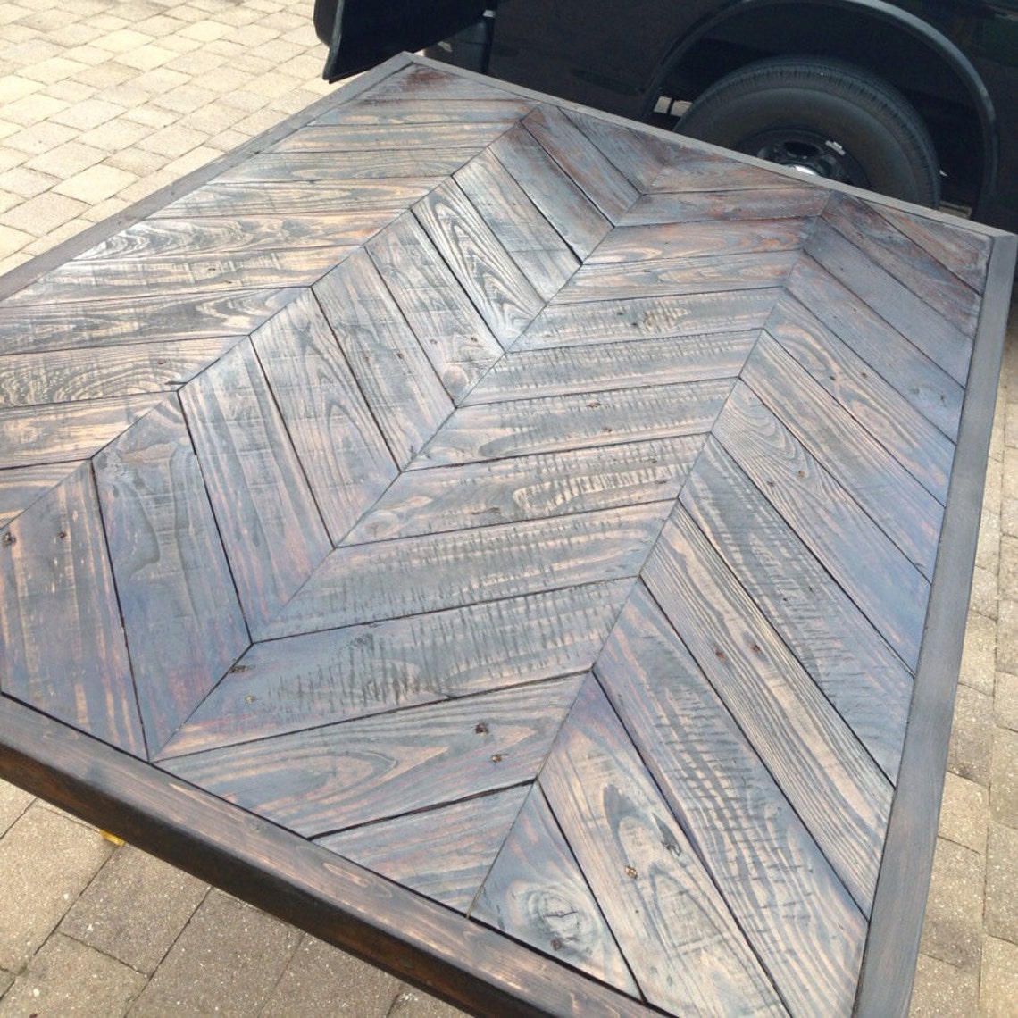 Chevron Print Handmade Reclaimed Wood Dining Table Etsy