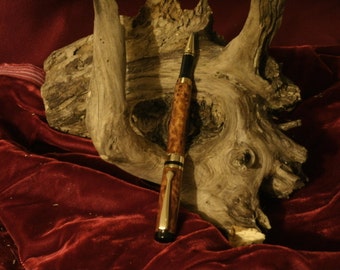 Rollerball Classic Traditional 24 kt Gold Pen with Thuya Burl Body Hand Made by JRH Woodworking