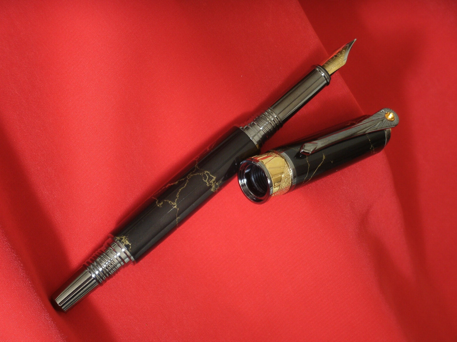 Fountain Pen Art Deco With Titanium Nitride & Black Gold Etsy