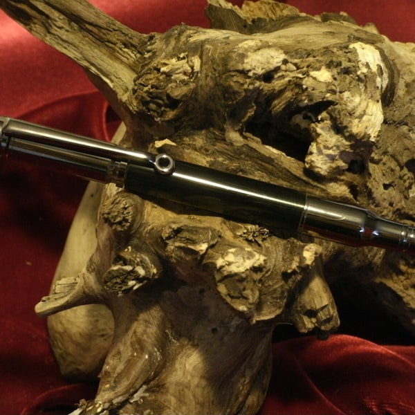 Rollerball Twist 30 Caliber Bullet Cartridge Pen with Gun Metal and Jet Black Body Hand Made by JRH Woodworking