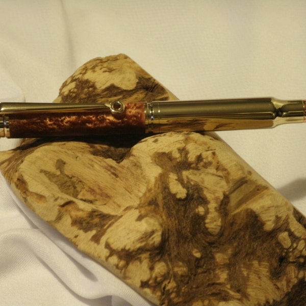 Rollerball  Magnum Bullet Cartridge Pen with Molten Bronze Body Hand Made by JRH Woodworking