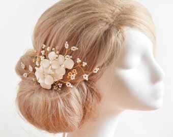 First Communion decorative white headpiece, Bridal hair clip, , Irish dance hair decoration,