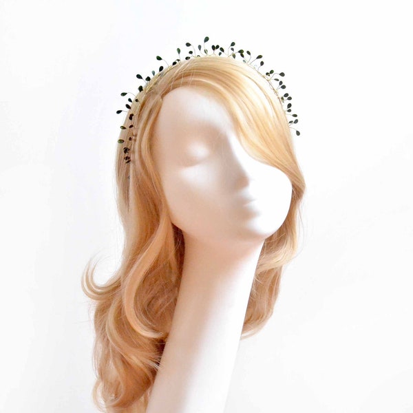Dark green and gold modern and simple headband, First Communion headband,  Bridesmaids hair accessories, Wedding headpiece
