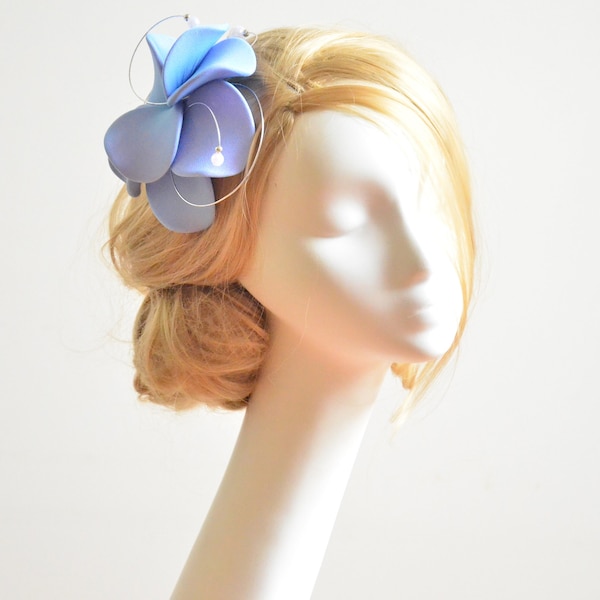 Unique pale blue simple mini hat,  Fascinator,  Wedding hair clip, Bridal hair decoration