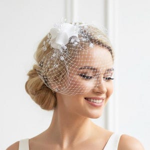 Mini-Vogelkäfig-Schleier mit Blume Blumen-Vogelkäfig-Clip Brauthaarspange mit Mini-Vogelkäfig-Schleier Vogelkäfig-Schleier