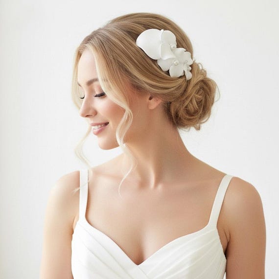 Handmade White Fascinator Handmade White Bridal Fascinator: Feather Veil, Polka Dot  main image 3