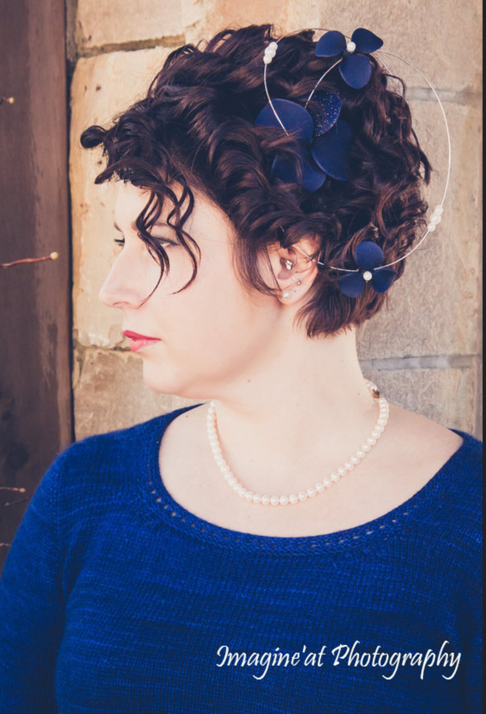 Navy Blue and Gold Fascinator Modern Fascinator Navy Blue Etsy