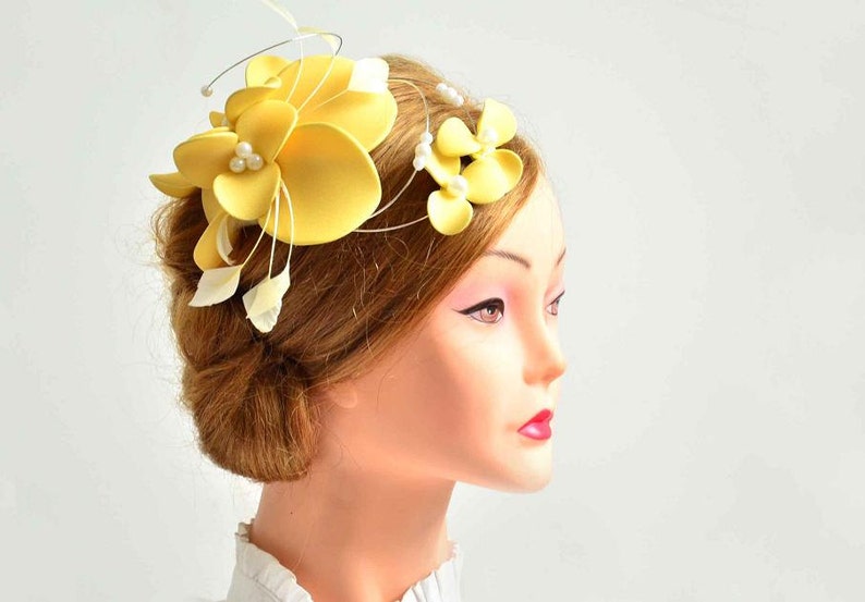 Yellow Fascinator Large Yellow Fascinator Hat Romantic Etsy