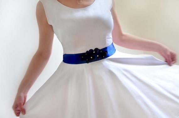 Navy blue top sash belt