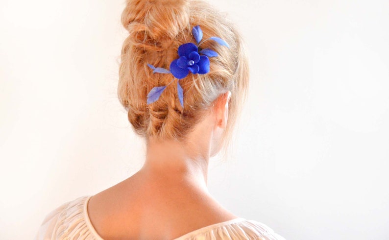 Royal Blue Feather Hair Clip Bridal Feather Clip Wedding Etsy