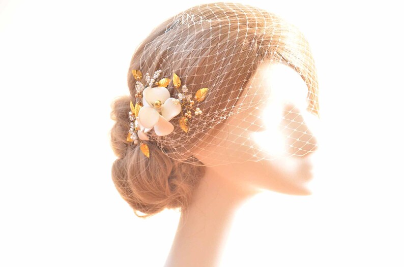 Teal Green and Gold Birdcage Veil Veil With Headpiece Bridal Etsy